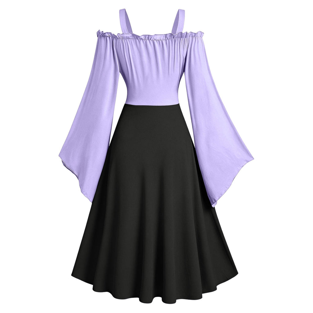 Gothic Dresses for Women Medieval Renaissance Halloween Costume Lace Up Corset High Low Ruffle Hem Square Neck Vintage Gown