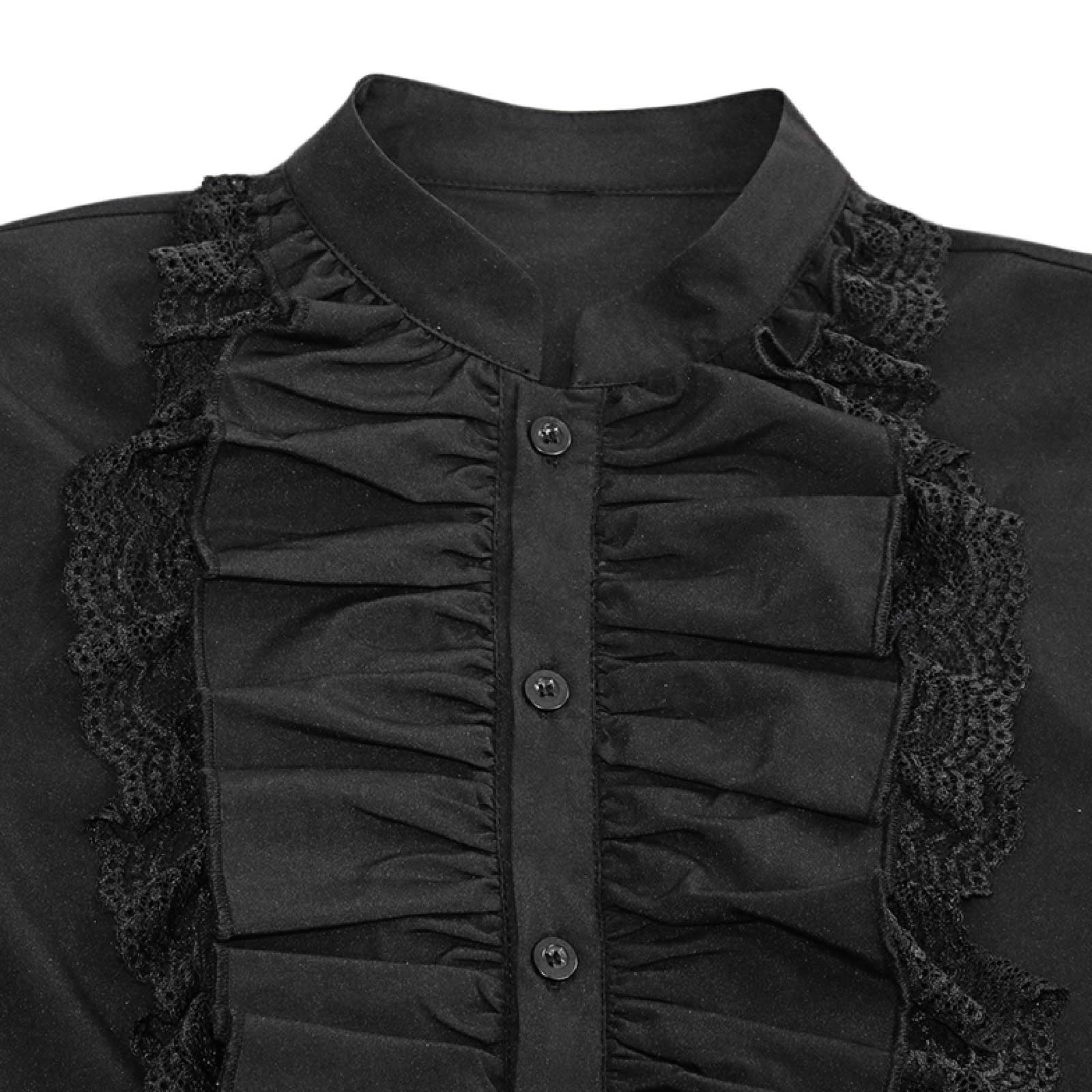 Men LYXSSBYX Mens Shirts Long Sleeve Pullover Stand Collar Ruffled Renaissance Shirt Steampunk Trumpet Sleeve Top