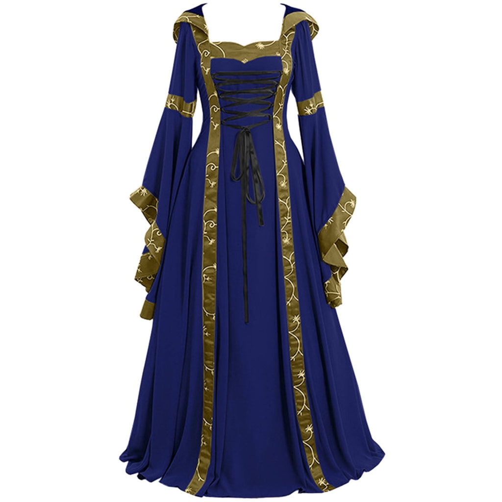 Babysbule Fall Womens Summer Dresses Fashion Women's Vintage Floor Length Gothic Cosplay Long Sleeve Bandage Dress