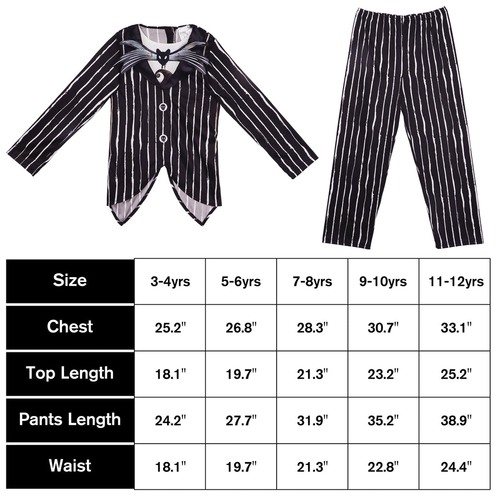 Halloween Costume for Kids Boys Christmas Jack Costume Black and White Striped Set Dress Up Outfit