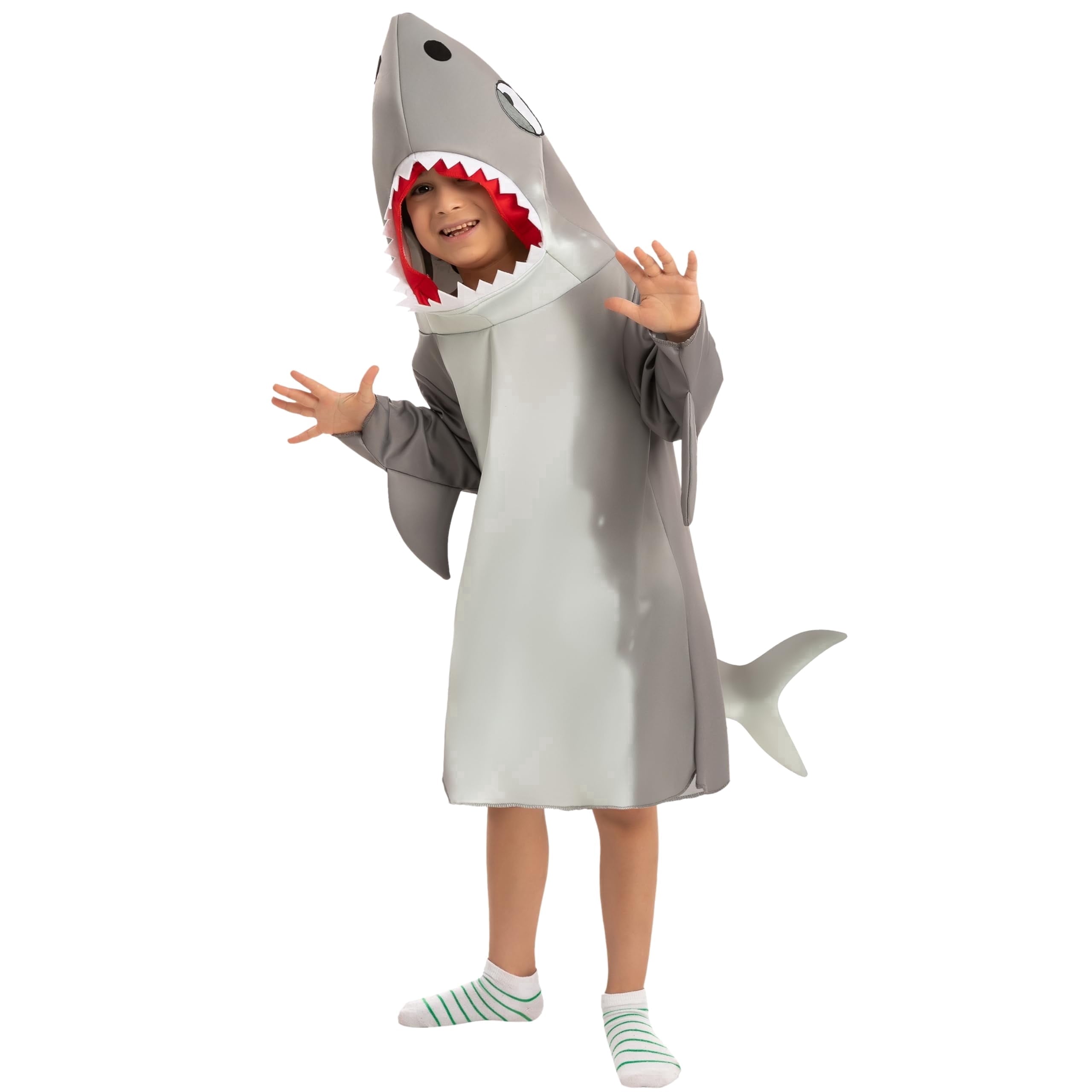 Joyfy Halloween Shark Costume for Kids, Shark Boy Costume with Fin Tail for Animal Cosplay Outfit Halloween Trick or Treat Dress up Party