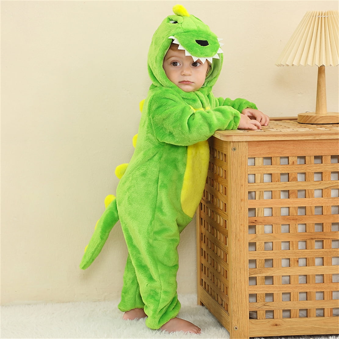 WIBACKER 0-3T Unisex Baby Animal Costume Winter Autumn Flannel Hooded Romper Christmas and Halloween Panda Cosplay Jumpsuit