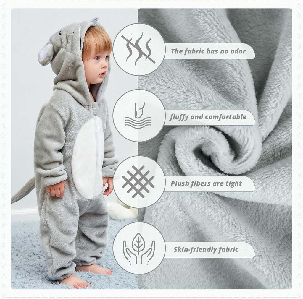 WIBACKER 0-3T Unisex Baby Animal Costume Winter Autumn Flannel Hooded Romper Christmas and Halloween Panda Cosplay Jumpsuit