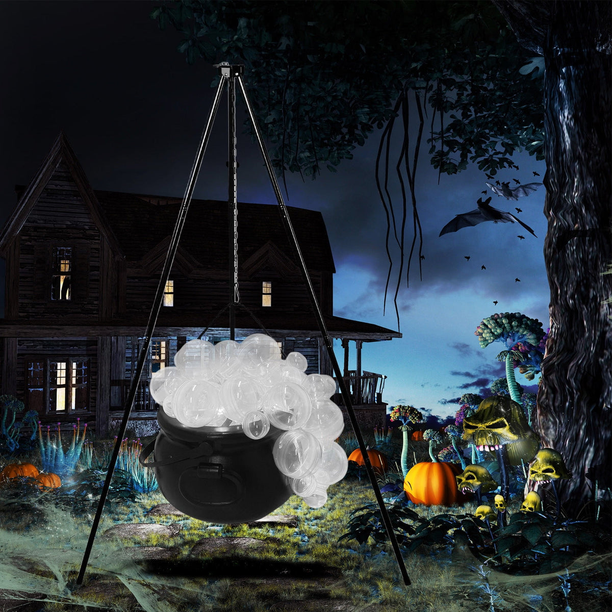 Muecwrye Halloween Decorations Outdoor, Halloween Clearance! Halloween Witches Cauldron with Lights, DIY Bubbling Cauldron Set Decor for Home Porch Outside, Halloween Party Supplies( Without Tripod)