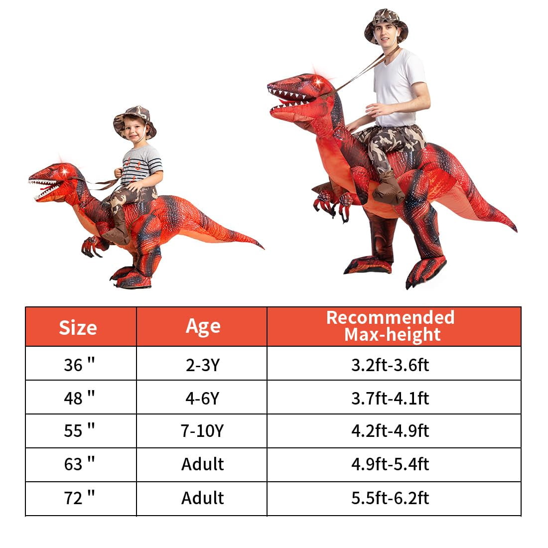 GOOSH 36 Inch Kids Inflatable Dinosaur Costume Blow Up Dinosaur Costume, Funny Inflatable Halloween Costume Boys Girls Kid Unisex Inflatable Dino Costume for Halloween Party Cosplay