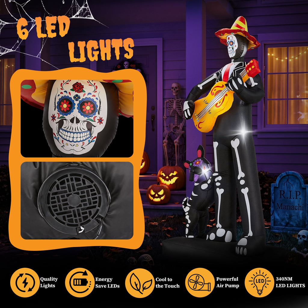 Ktaxon 7' Halloween Inflatables Skeleton Outdoor Halloween Decoration Skeleton with Dog,Built-In LED Lights