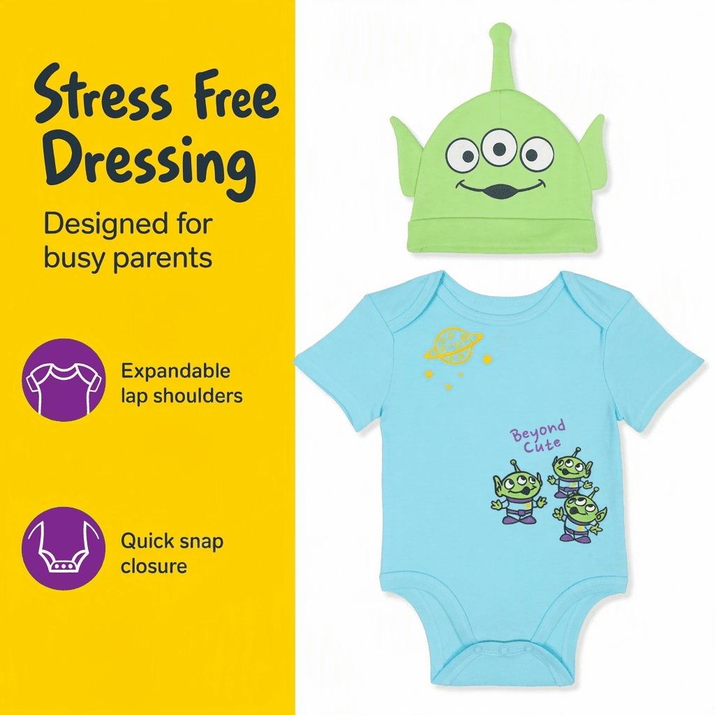 Disney Winnie the Pooh Baby Boy or Girl 2-Piece Cosplay Bodysuit and Hat Set Light Blue Eeyore