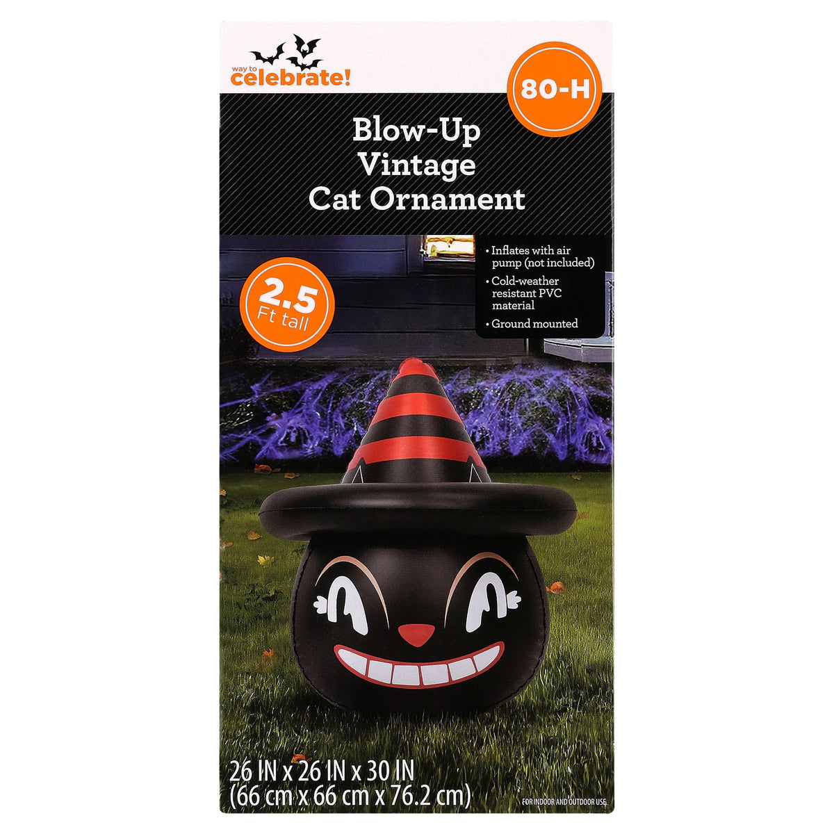 Blow-Up Vintage Cat Yard Inflatable, Multicolor, 2.5', Halloween by Way To Celebrate