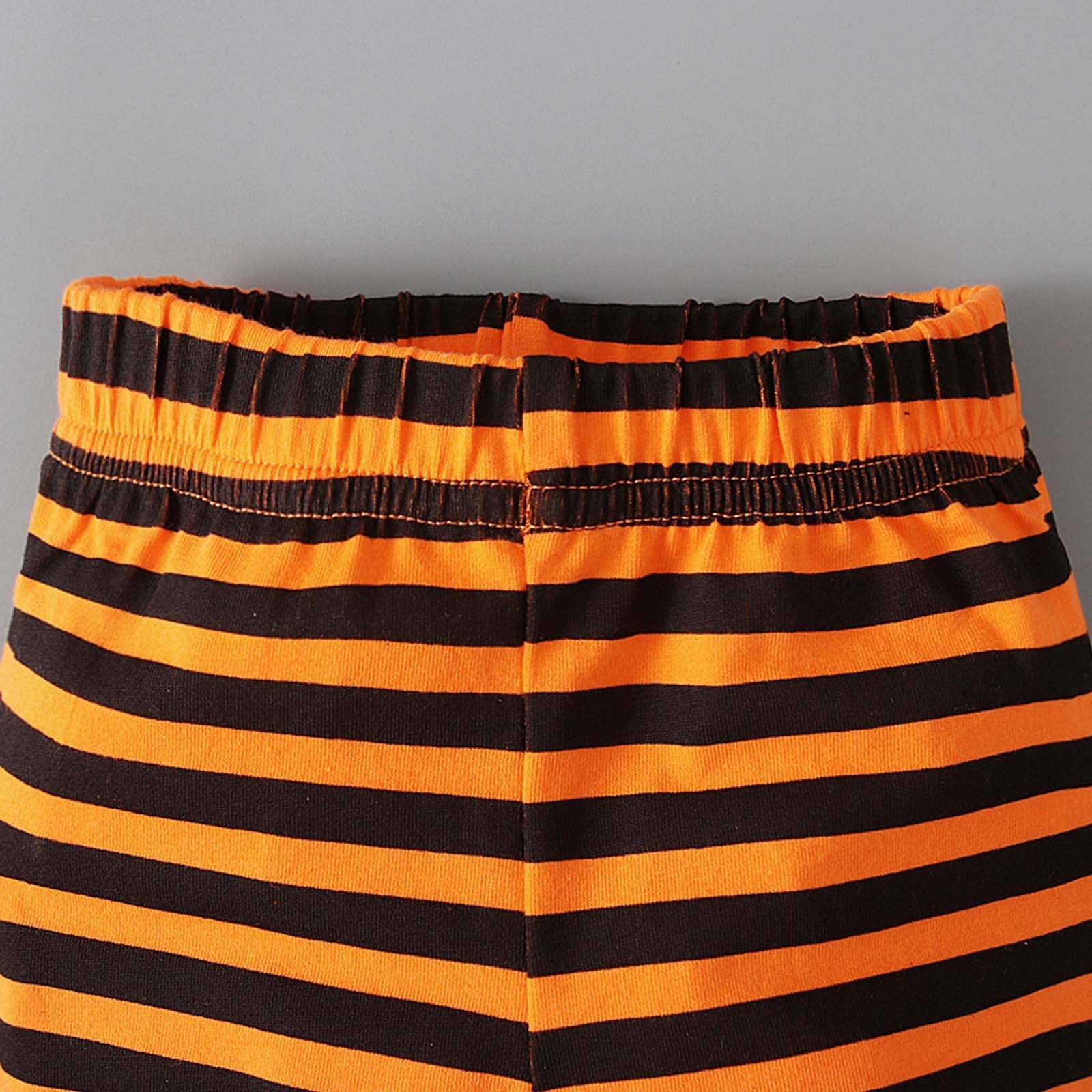 Newborn Infant Cute Jack-O-Lantern Costume Halloween Bodysuit and Striped Leggings Set Fall Holiday Fancy Dress Up Outfit for Boys Girls Party Festival