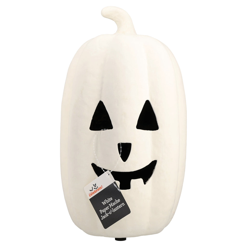 Paper Mache Jack-o'-Lantern Decoration, White, 12.5", Halloween by Way To Celebrate