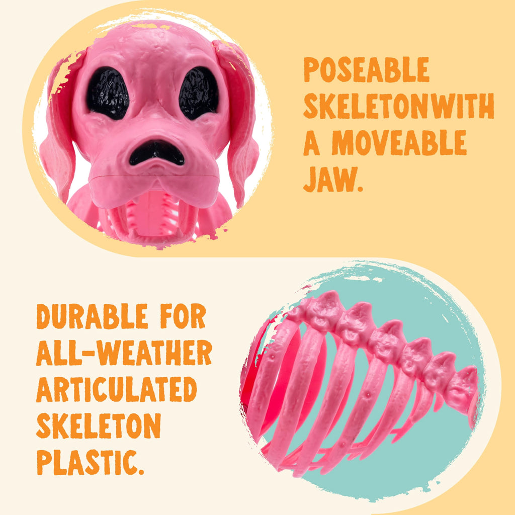 Joyfy 9.8 Inch Halloween Skeleton Dog Skeleton Halloween Decor,Pose-N-Stay Plastic Skeleton Bones with Posable Joints for Hallowmas Decoration Outdoor Haunted House Party