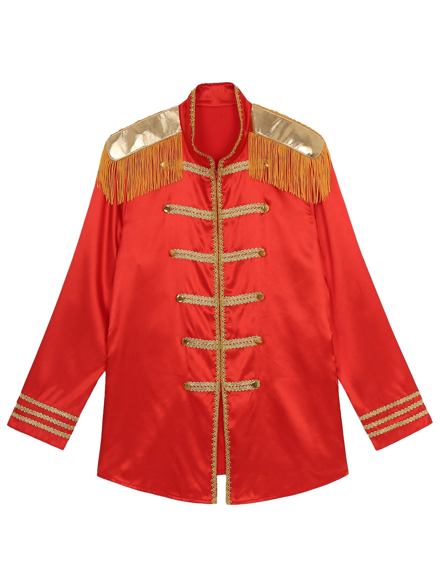 Eandarui Men's Halloween SGT Sergeant Pepper Costume Jacket Fancy Dress Hippie Music Star 1960s Shirt Red M