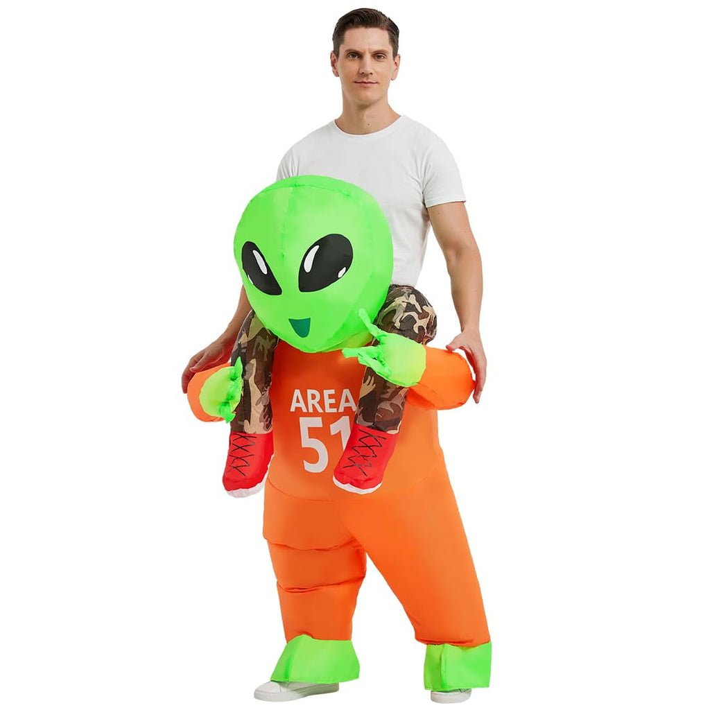 GOOSH Adult Alien Costume, Alien Inflatable Halloween Costume Blow Up Alien Costume Adult Size, Funny Men Women Unisex Blow Up Halloween Costumes for Halloween Holiday Party Cosplay