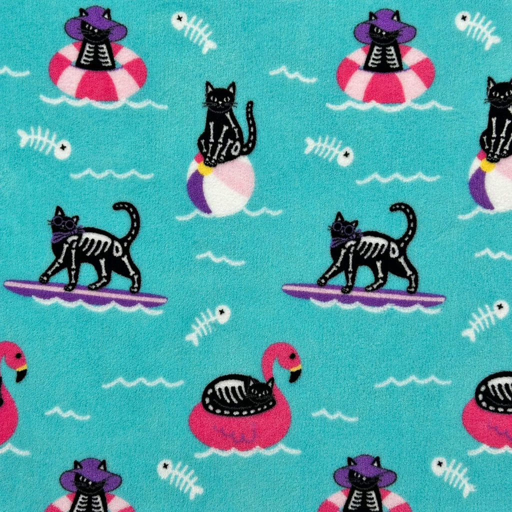 Summerween Oversize Super Soft Plush Throw Blankets, Summer Patio Pool Halloween Throws, RETIREMENT GHOST