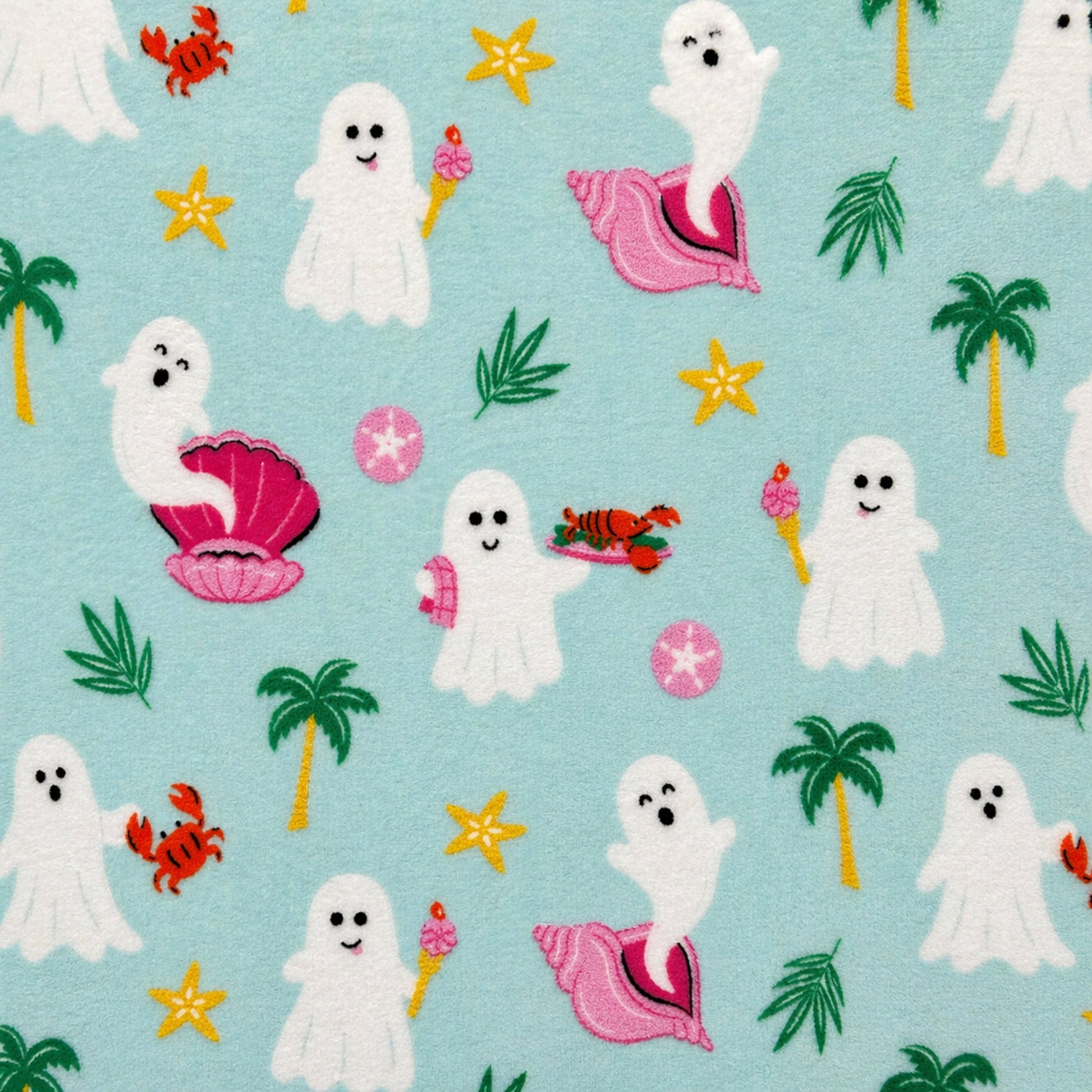 Summerween Oversize Super Soft Plush Throw Blankets, Summer Patio Pool Halloween Throws, RETIREMENT GHOST