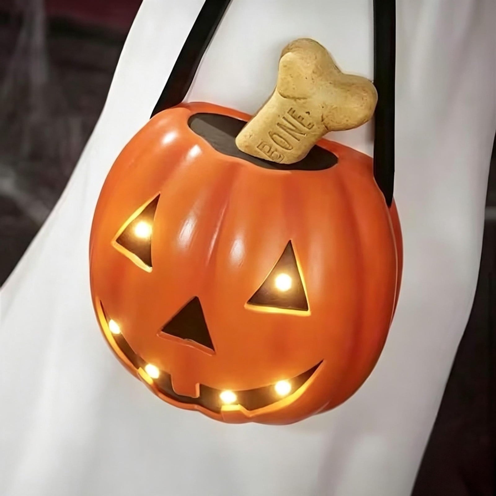 Large‑Size Resin Ghost Dog Blow Mold LED Lit Ornament, Detailed Light‑Up Dog Statue, Eye‑Catching Tabletop Decor For Indoor Halloween Home Styling