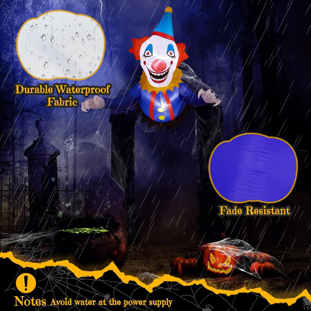 VINGLI Inflatable Halloween Outdoor Decorations Window Hanging,People Standable, Blow Up Yard Decorations, Built-in LED Lights Décor for Indoor Home Party Garden Lawn Store, 3.3FT Clown