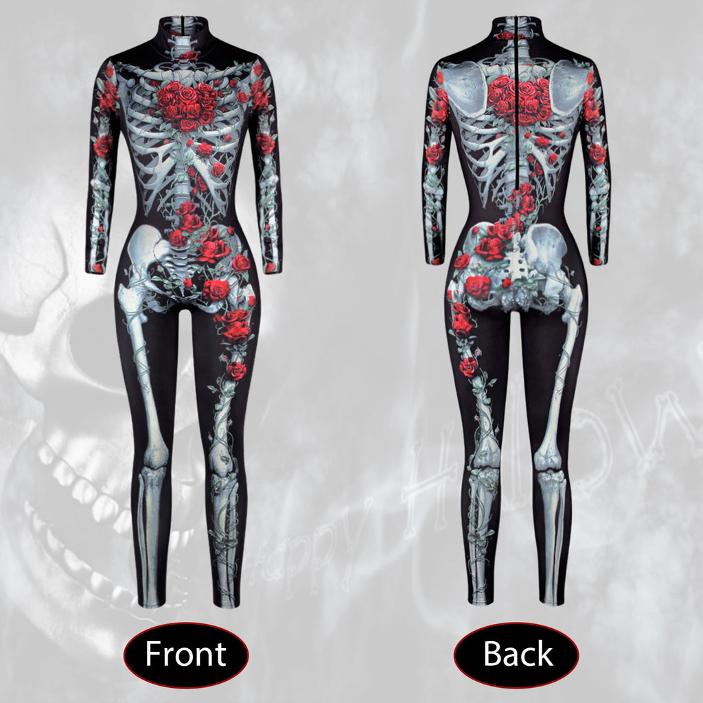 Alaiyaky Halloween Costumes for Women 3D Print Skeleton Jumpsuit Skeleton Costume Sexy Bodycon Bodysuit Vampire Costume Adult Spooky Costume Design's for Parties