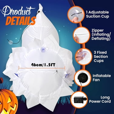 KINQUINN 3.3 ft Halloween Ghost Inflatable Breaking From Window, blow-up Spooky Decor For Yard Garden Lawn Party