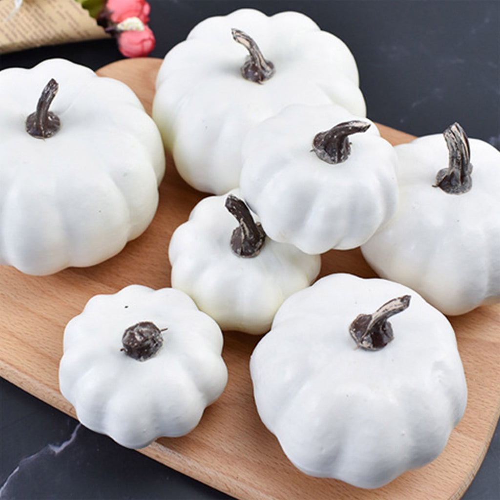 Xsylife 7Pcs Assorted Sizes Halloween Pumpkin Model Artificial Craft Fall Harvest Thanksgiving Decoration