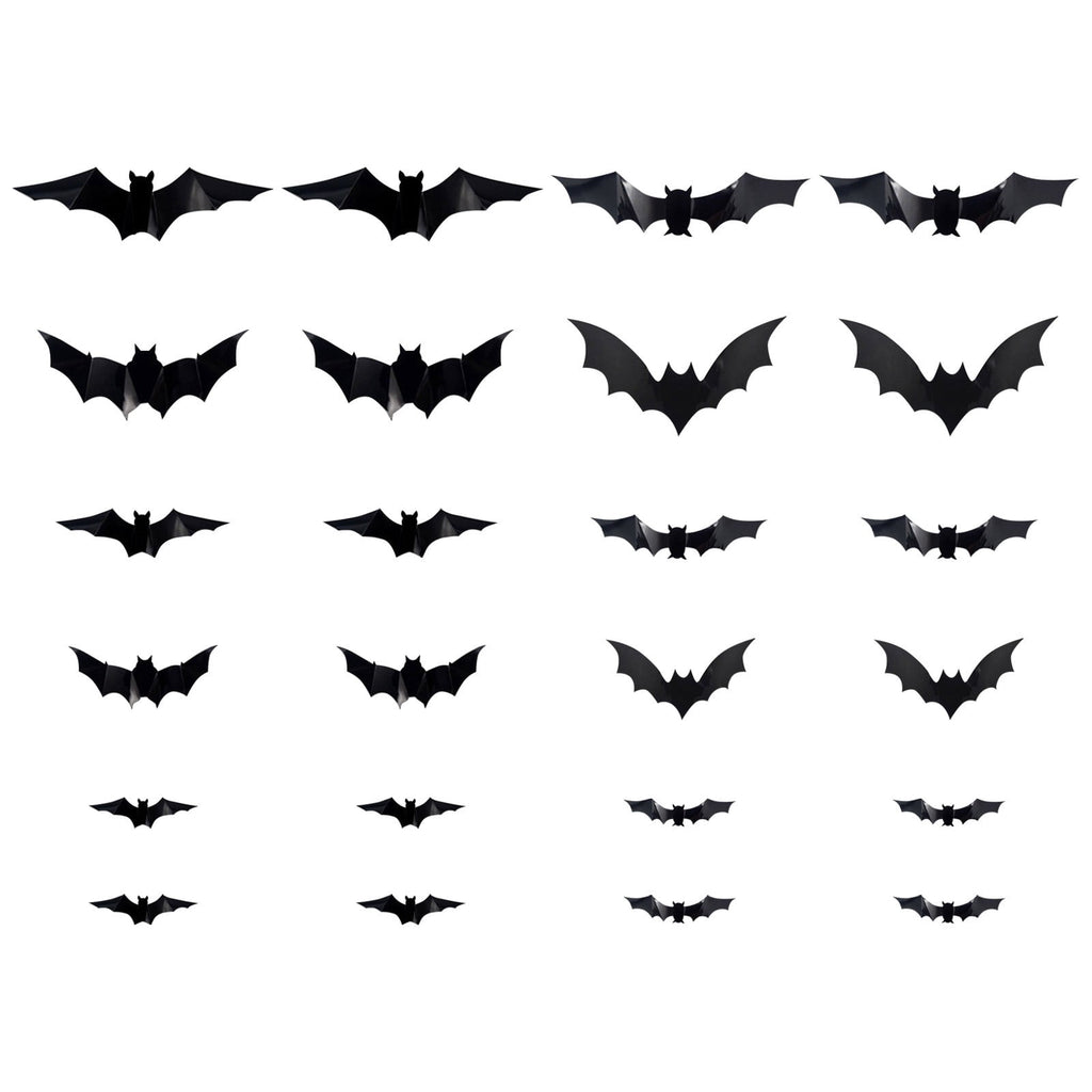 CQHVKQ 60 PCS Halloween Bats Decorations, Realistic 3D LED Bats Wall Stickers Decor, Assorted Size Removable Lighted PVC Bats DIY Wall Sticker for Halloween Party, Bedroom, Home, Indoor and Outdoor