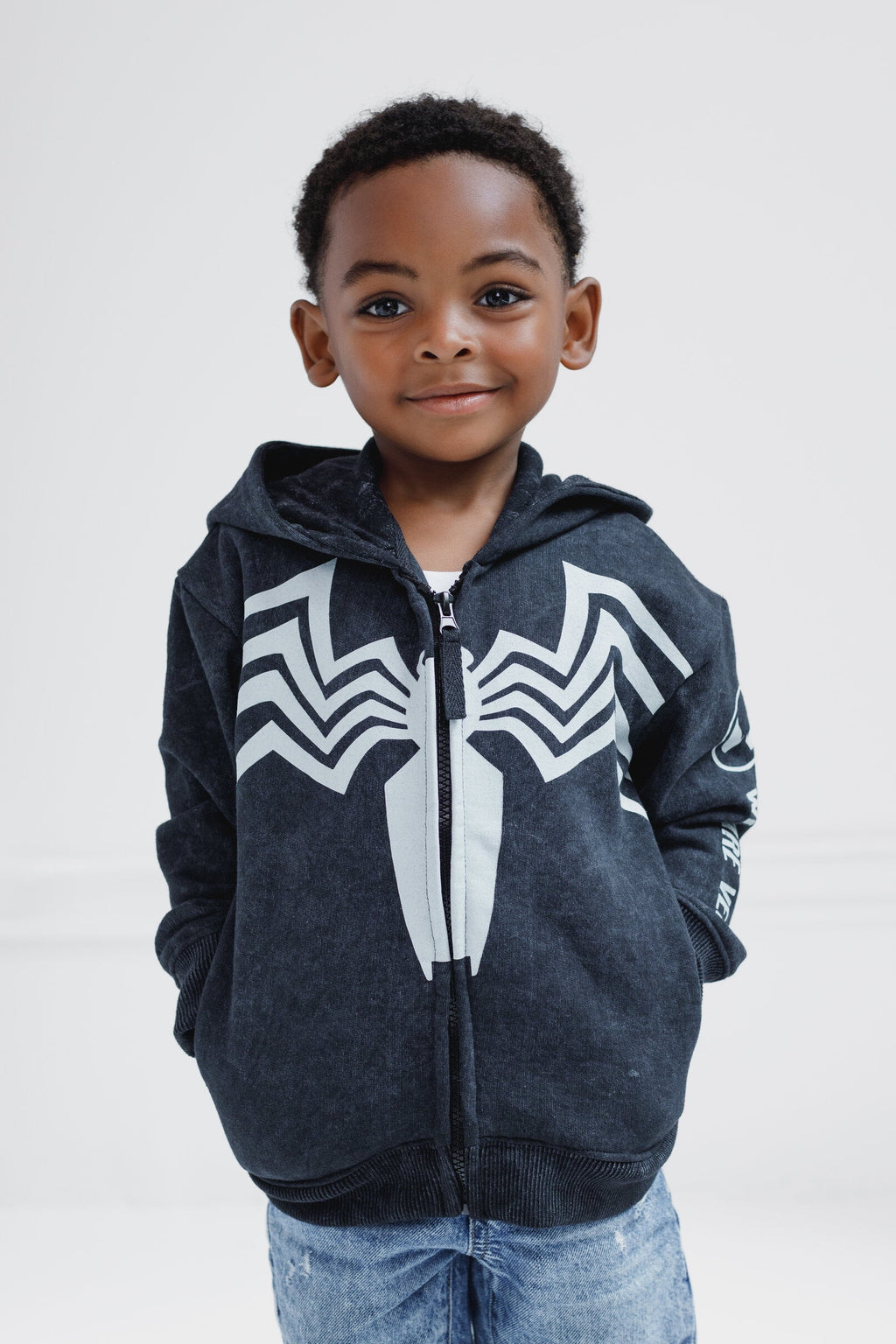 Marvel Spider-Man Little Boys' Cosplay Fleece Zip-Up Hoodie Miles Morales Black