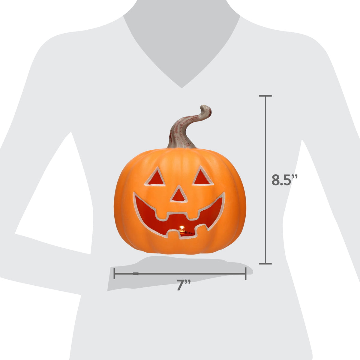 Light-Up Pumpkin Decoration, Orange, 5", Halloween by Way To Celebrate