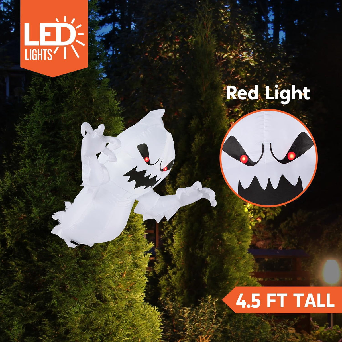Joyfy 4.5 FT Halloween Inflatable Decorations Outdoor Scary Flying Ghost Broke Out from Window with Built-in LED Blow Up Inflatable for Window Decoration Yard Garden Lawn Decor