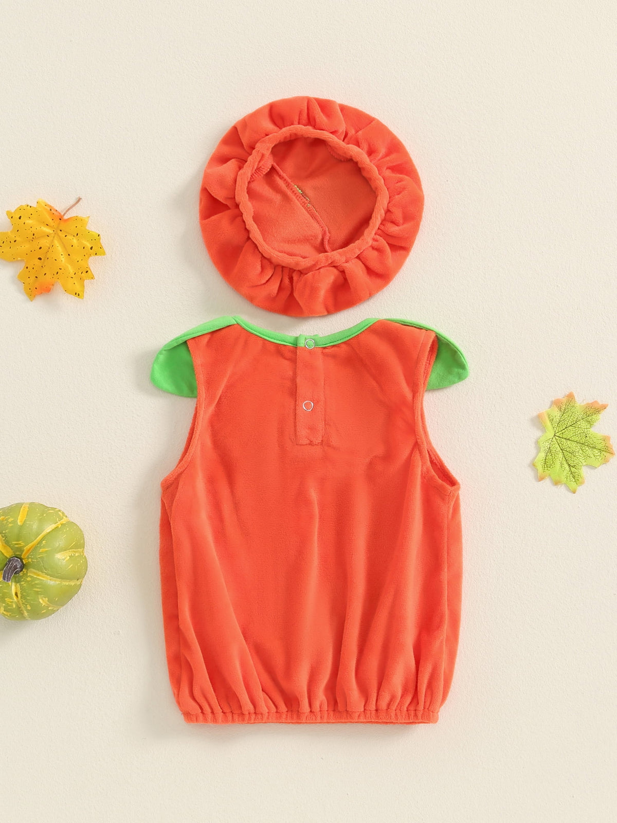 Cjfdfy Toddler Baby Boy Girl Halloween Pumpkin Costume Infant Baby Fall Pumpkin Outfit Velvet Pumpkin Pullover Vest Tops and Hat Set Cosplay Clothes