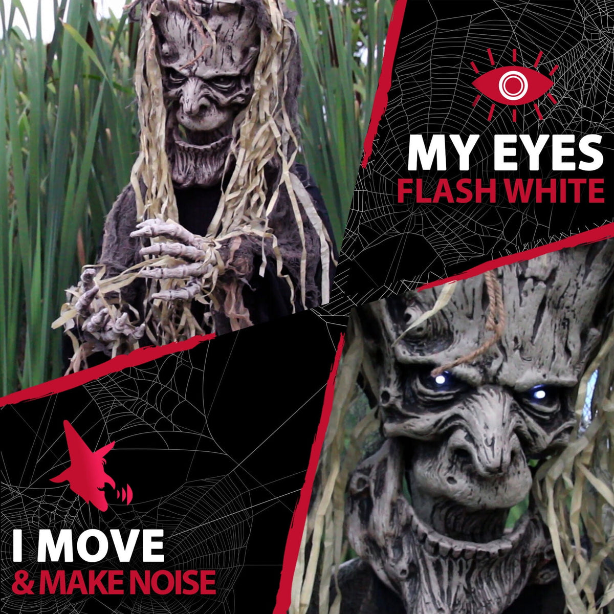 Haunted Hill Farm Life-Size Animatronic Tree Man, 75" Indoor/Outdoor Halloween Decoration, MultiColor