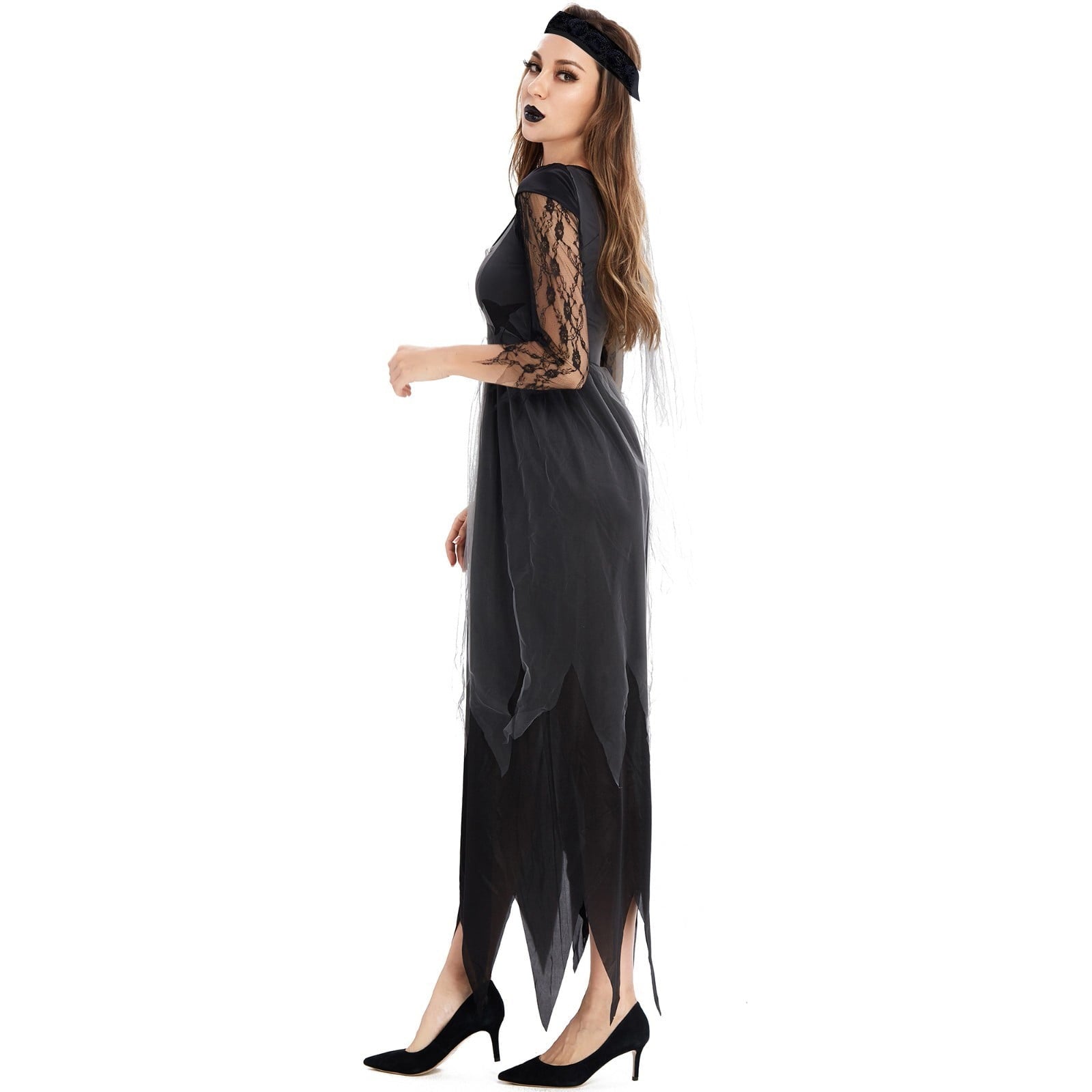 Halloween Witch Costume Women, Classic Retro Witch Costumes for Women Halloween Fancy Dress Witch Dress Black XXL