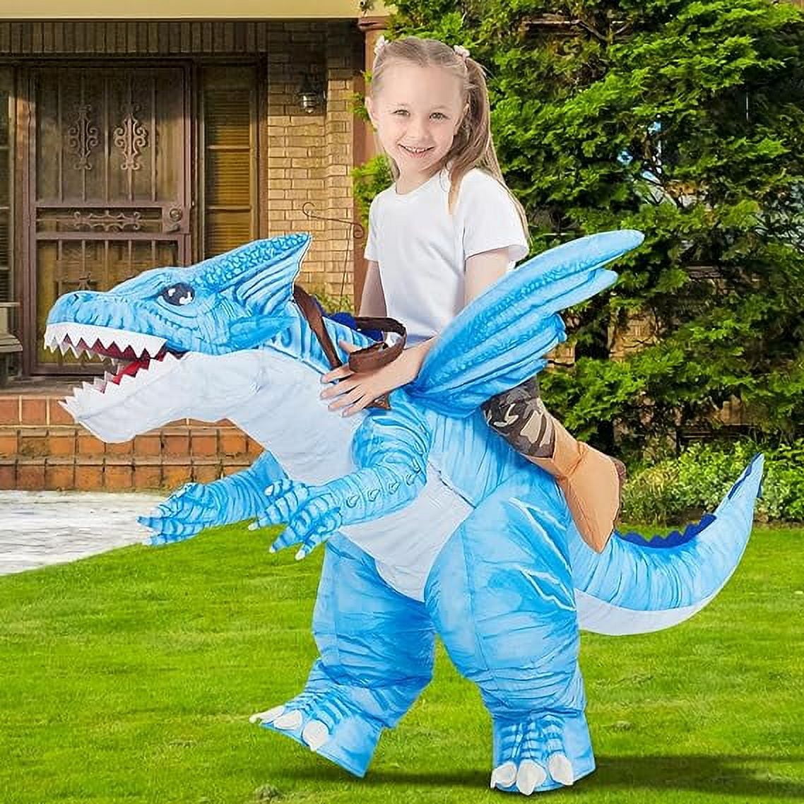 GOOSH Kids Inflatable Dinosaur Costume, Blow Up Dinosaur Costume Inflatable Dino Costume, Funny Halloween Costumes for Boys Girls Unisex Blow Up Costume for Halloween/Party/Cosplay
