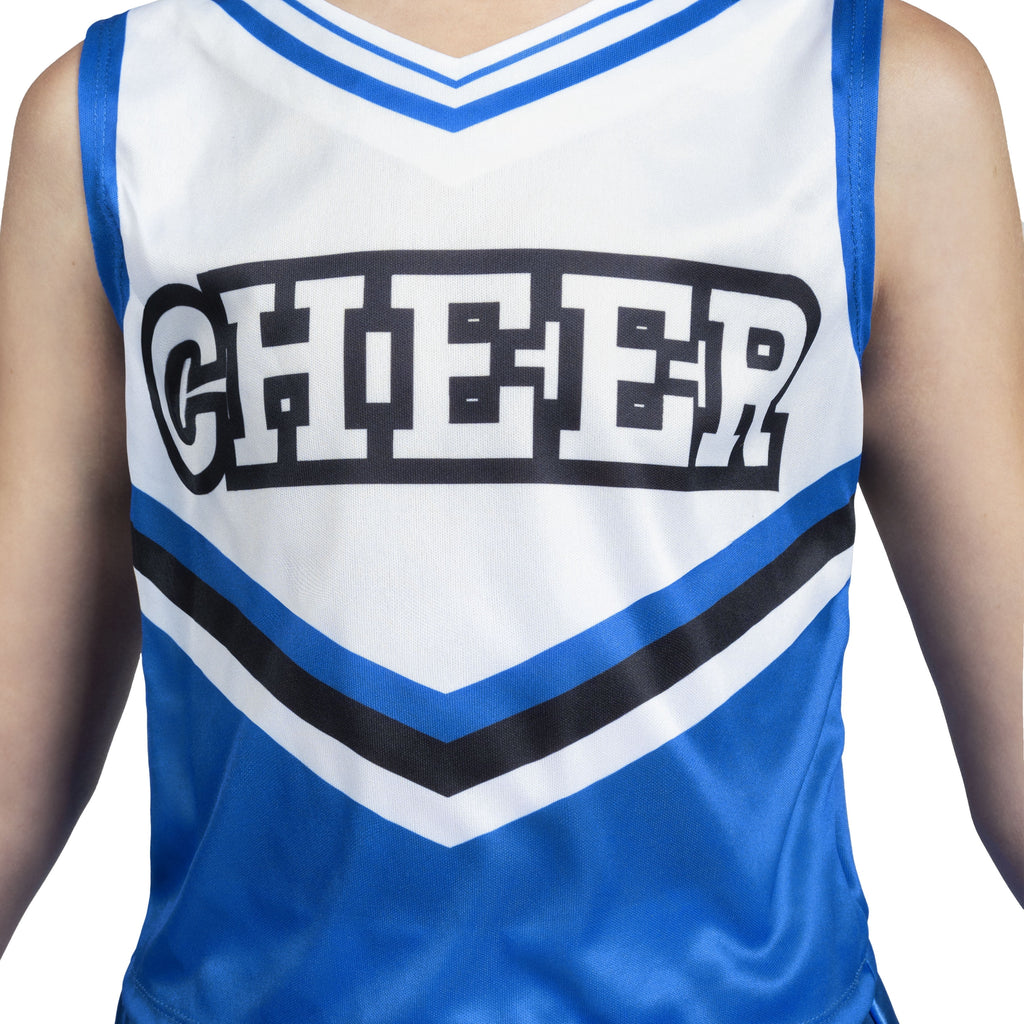 Joyfy Cheerleader Costume for Girls, Halloween Cute Cheer Uniform Outfit with Accessories for Kids Halloween High School Cheerleader Dress Up Costumes