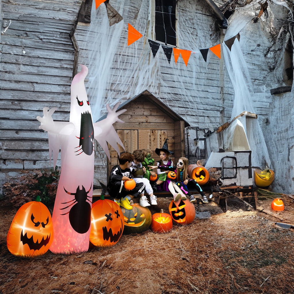 Ktaxon 12' Halloween Inflatables Outdoor Halloween Decoration Giant Ghost with 2pcs Pumpkin Blow up Decor