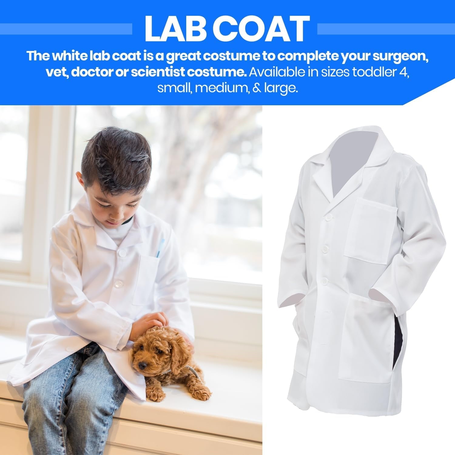 Dress Up America Kids White Lab Coat Doctor Costume Scientist Costume for Boys & Girls