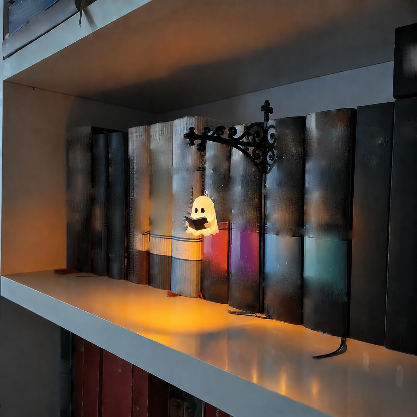 Halloween Ghost Library Lantern Decorative Bookshelf Lighting, Reading Book Shelf Lights for Study Reading Corner Home Library Gift for Book Lovers Bookworms