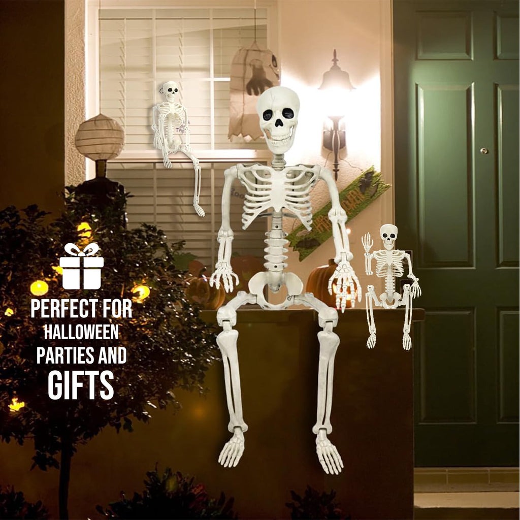 Ayieyill 2pcs Skeleton and Dog Skeleton Halloween Decorations Posable Skeletons Halloween Decorations Indoor Outdoor
