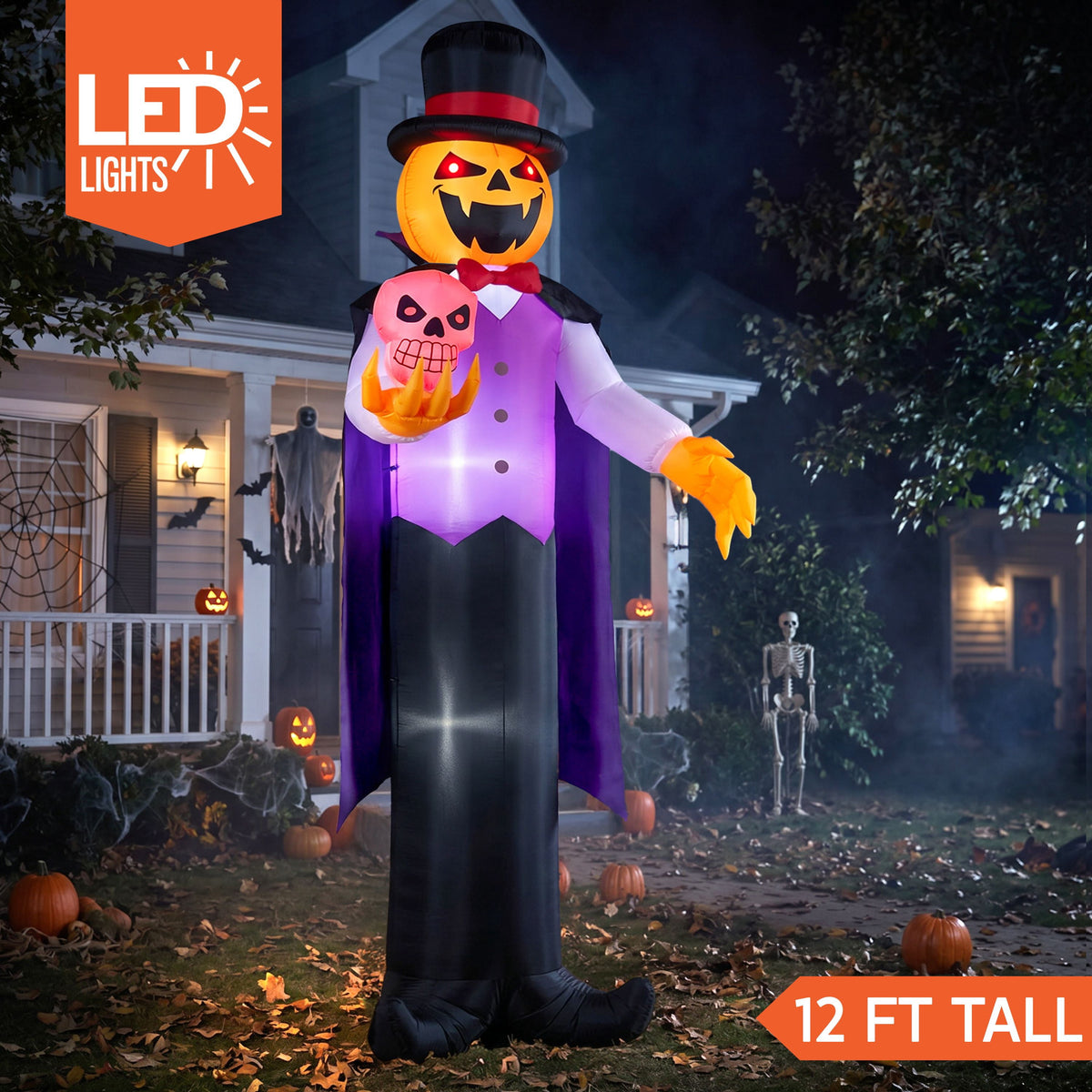 Joyfy 12 FT Halloween Inflatable Giant Grim Reaper Decoration with Built-in LEDs,Grim Reaper with Scythe Halloween Decorations Outdoor Blow Up Yard Lawn Decoration