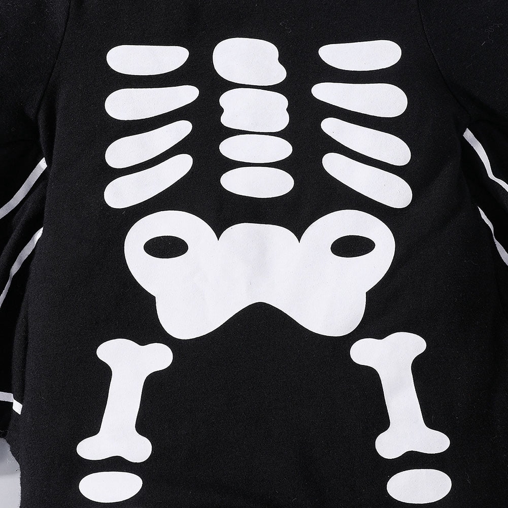 WIBACKER My First Halloween Costume Newborn Infant Baby Girl Boys' Skeleton Print Jumpsuit Onesies Hat Set