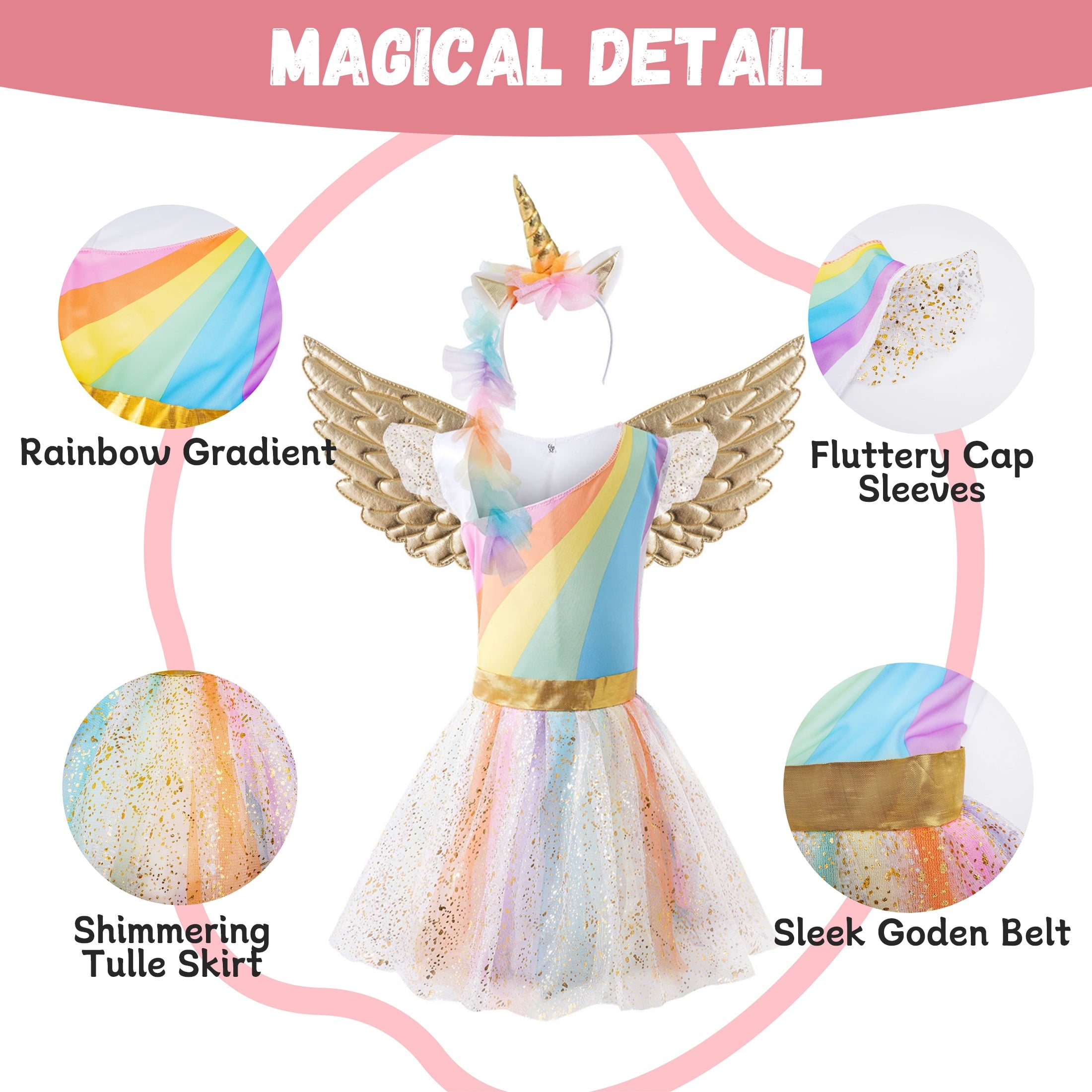 CZKHPTY Girls 3D Butterfly Fairy Tutu Dress, Whimsical Garden Princess Pretend Play Fancy Outfit, Sizes 7-8Y
