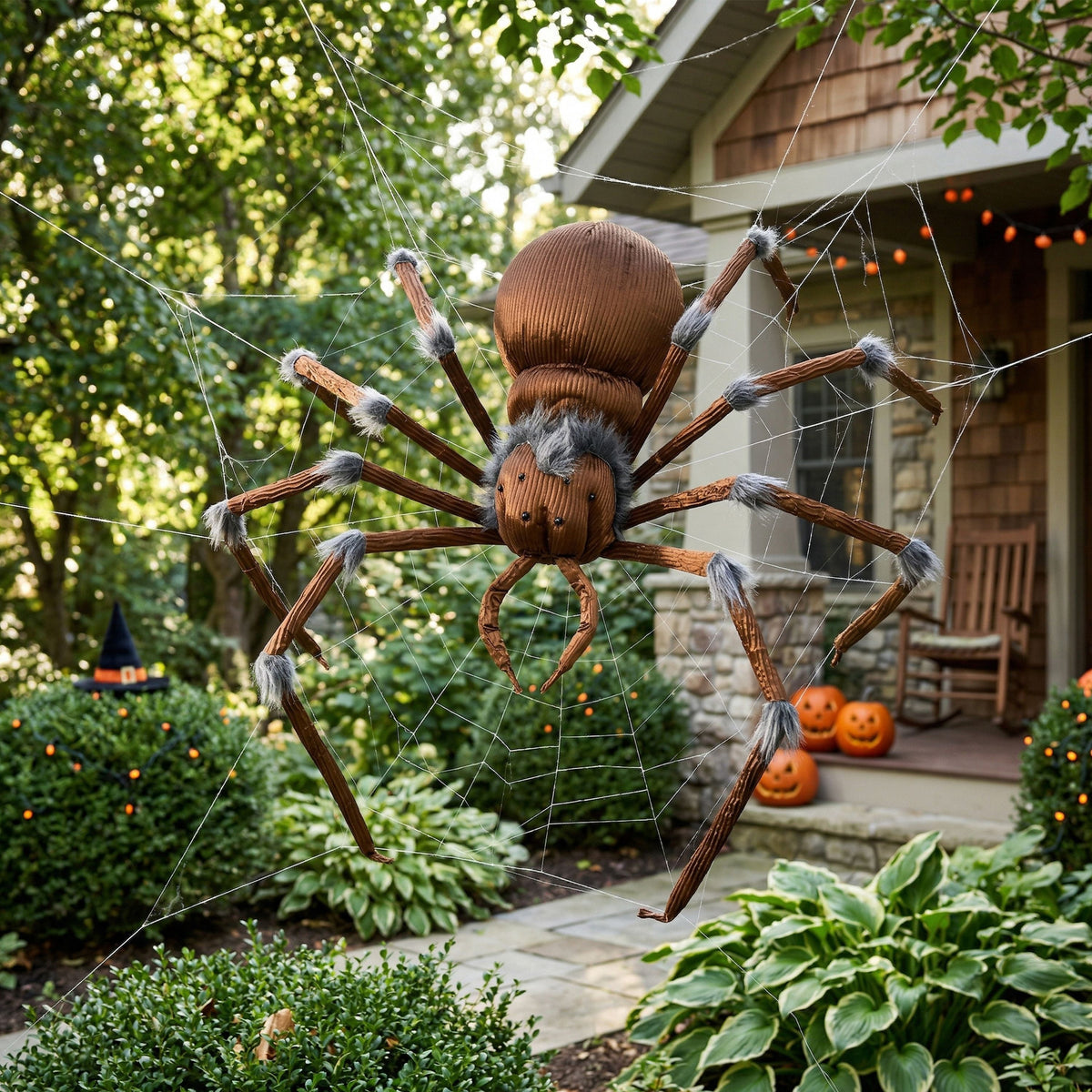 Joyfy 45inch Giant Spider Halloween Decorations,Scary Spider Halloween Outdoor Party Decorations Props Halloween Yard Decorations,Black