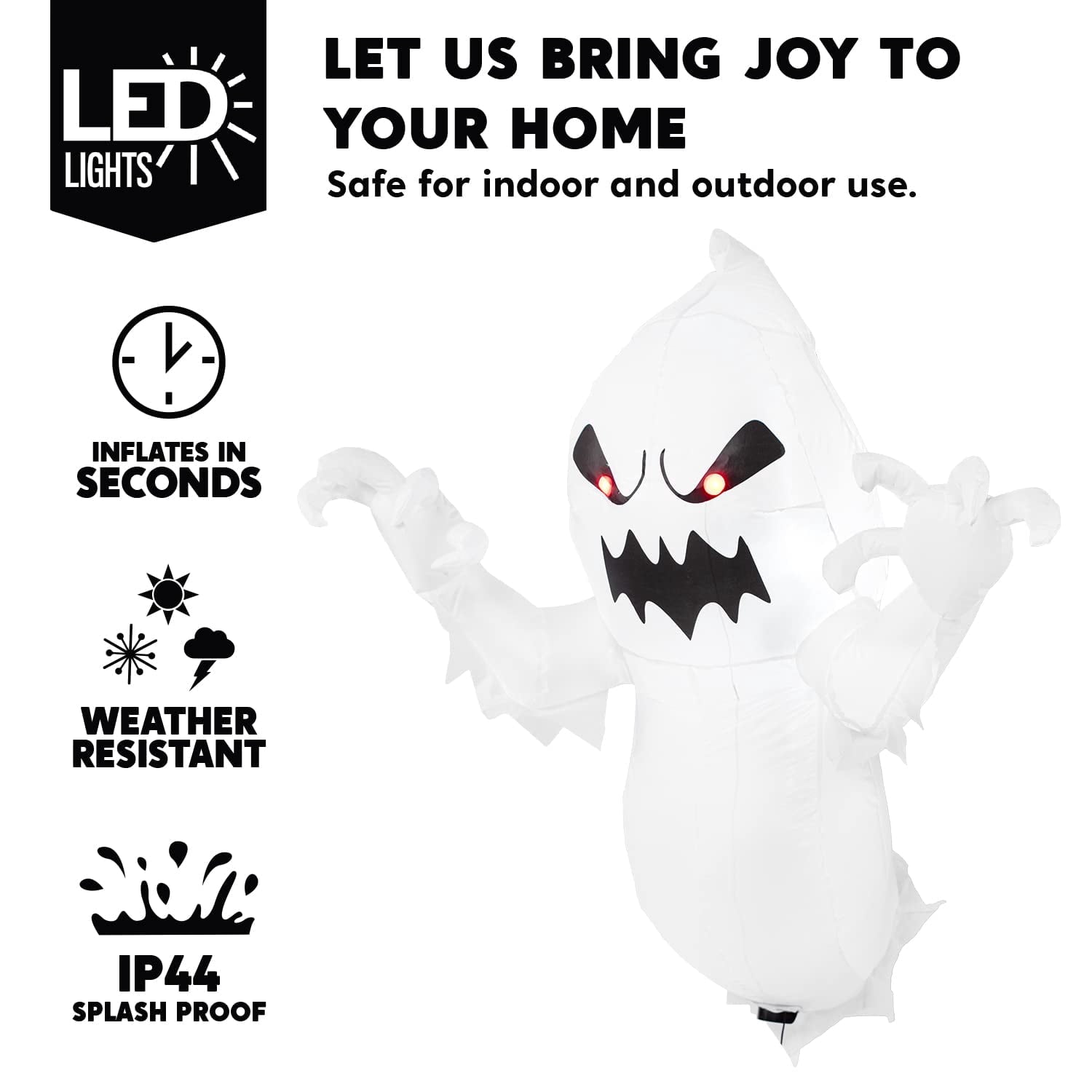 Joyfy 4.5 FT Halloween Inflatable Decorations Outdoor Scary Flying Ghost Broke Out from Window with Built-in LED Blow Up Inflatable for Window Decoration Yard Garden Lawn Decor