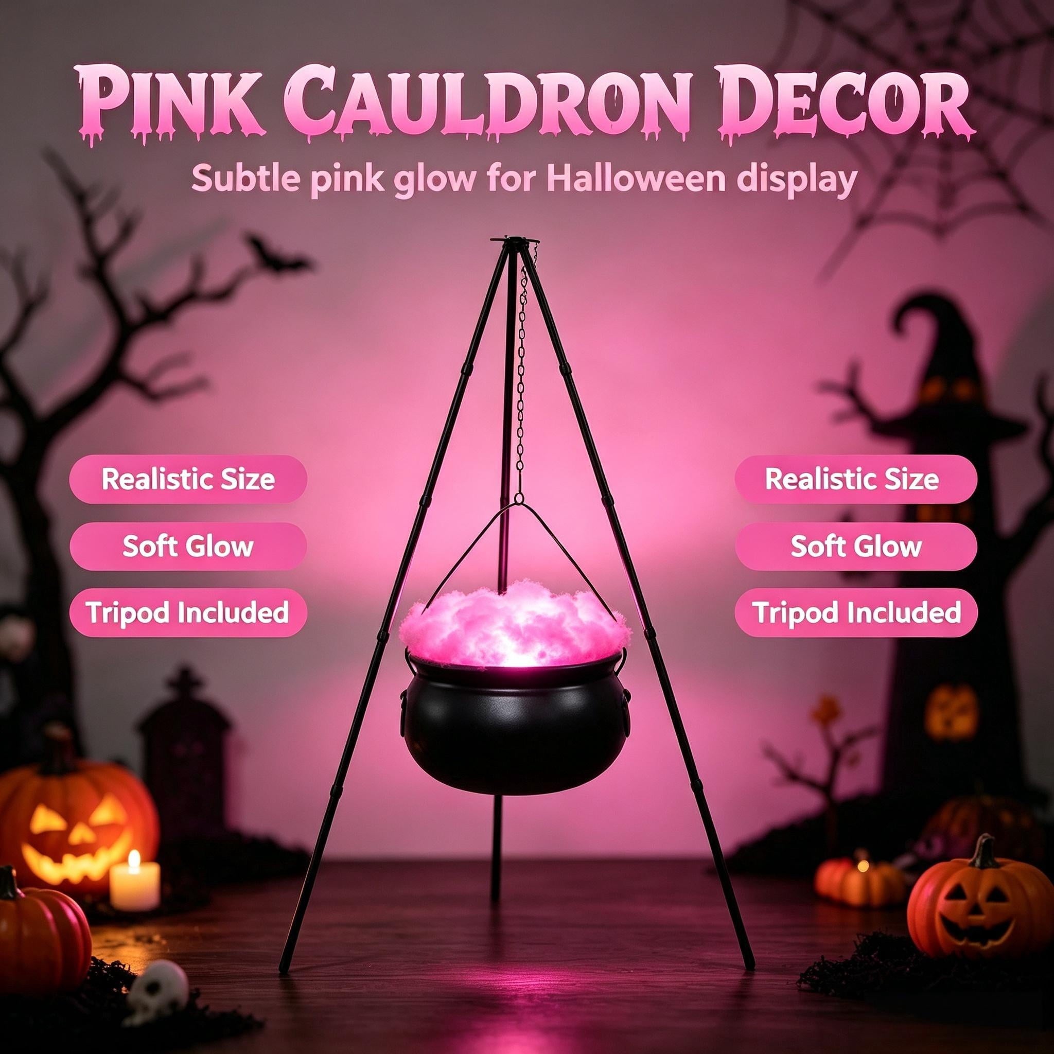 Muecwrye Halloween Decorations Outdoor, Halloween Clearance! Halloween Witches Cauldron with Lights, DIY Bubbling Cauldron Set Decor for Home Porch Outside, Halloween Party Supplies( Without Tripod)