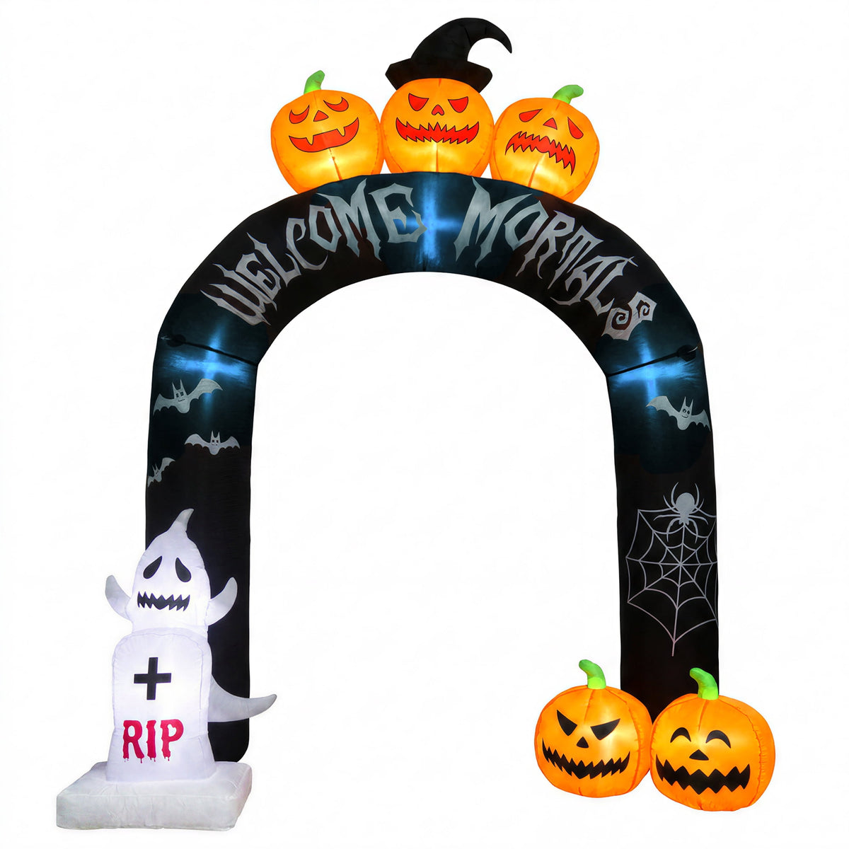 MAGOTAN 5 FT Halloween Inflatables Cape Pumpkin Outdoor Decorations Cape Pumpkin Halloween Inflatable Blow Up Halloween Cape Pumpkin Decoration Build-in LED Lights