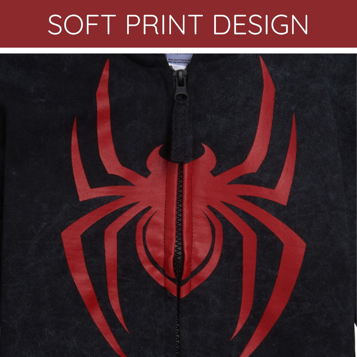 Marvel Spider-Man Little Boys' Cosplay Fleece Zip-Up Hoodie Miles Morales Black