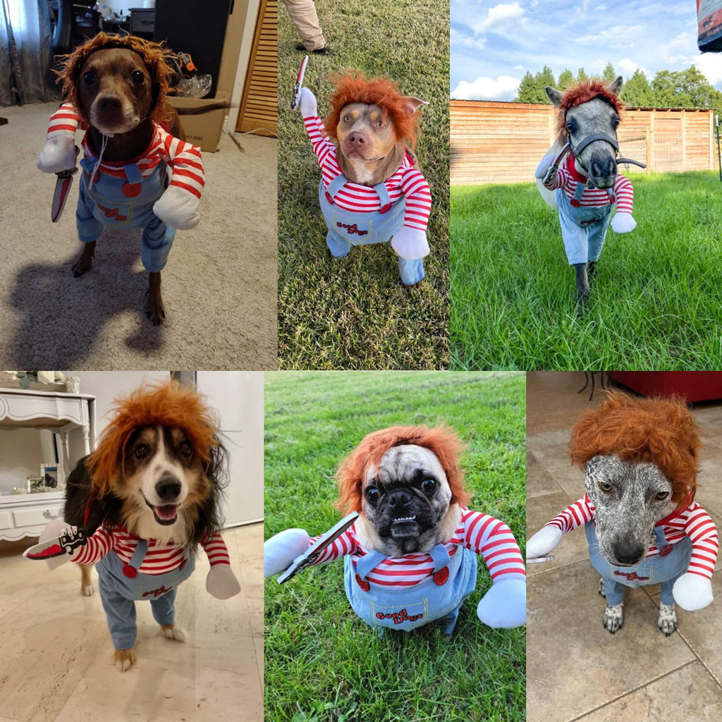 WILLED Halloween Deadly Dog Costume, Funny Pet Cosplay Christmas Outfit, Adjustable Party Dress Up Clothes for Small Medium Large Dogs