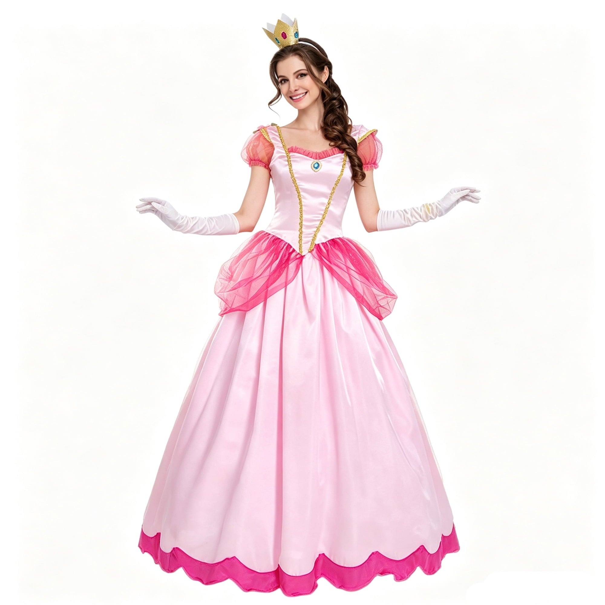 Adult Princess Peach Costume For Women Halloween Cosplay Dress