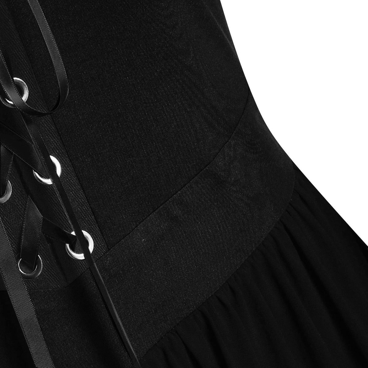 Medieval Renaissance Hooded Dress for Women, Silver Gothic Witch Costume with Lace-Up Corset, Vintage Velvet Long Sleeve Gown for Halloween Cosplay Renaissance Wedding Themed Party-Dark Blue/L