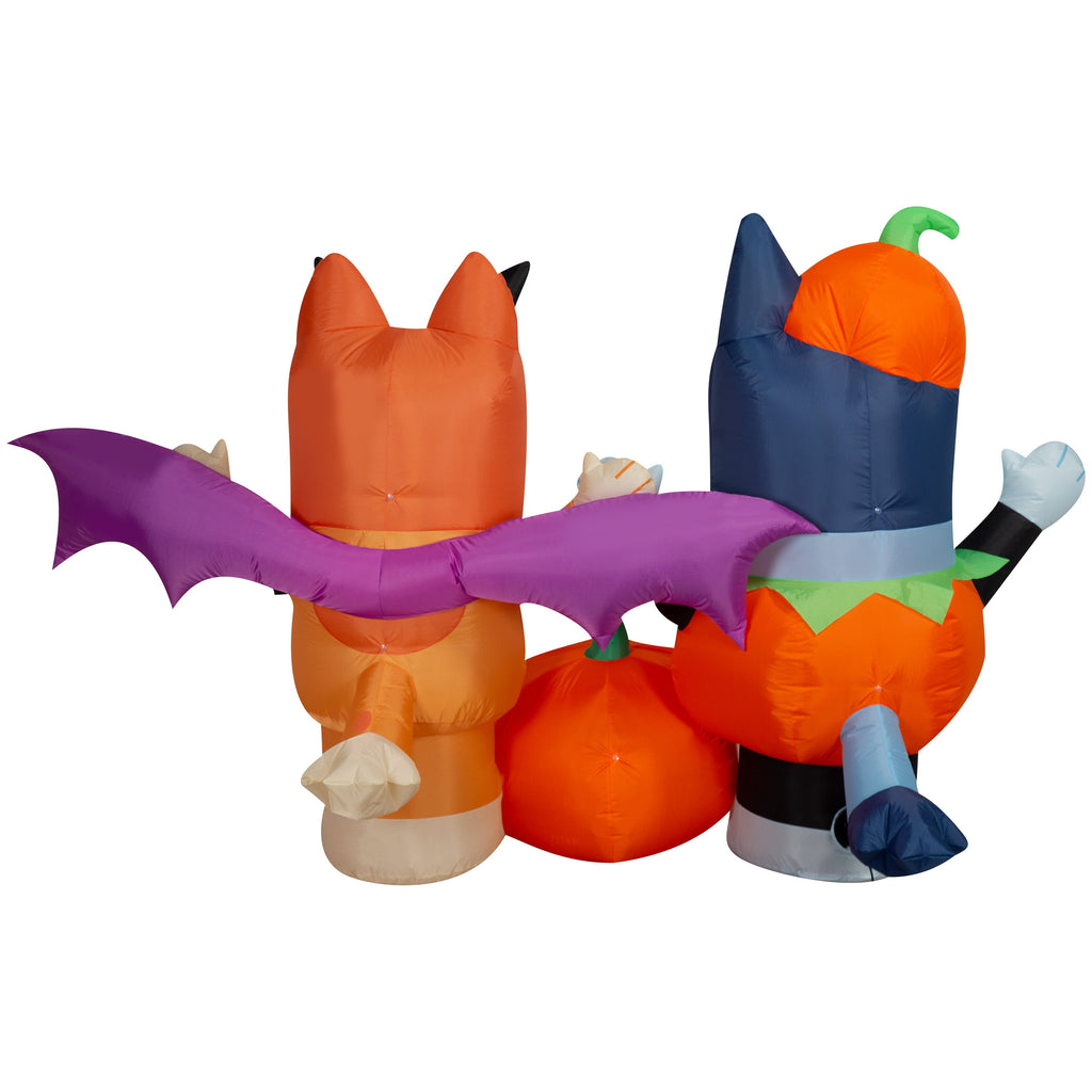 Airblown Halloween Yard Inflatables Light Bluey and Bingo with Jack o' Lantern Large Scene BBC, 5.2 ft