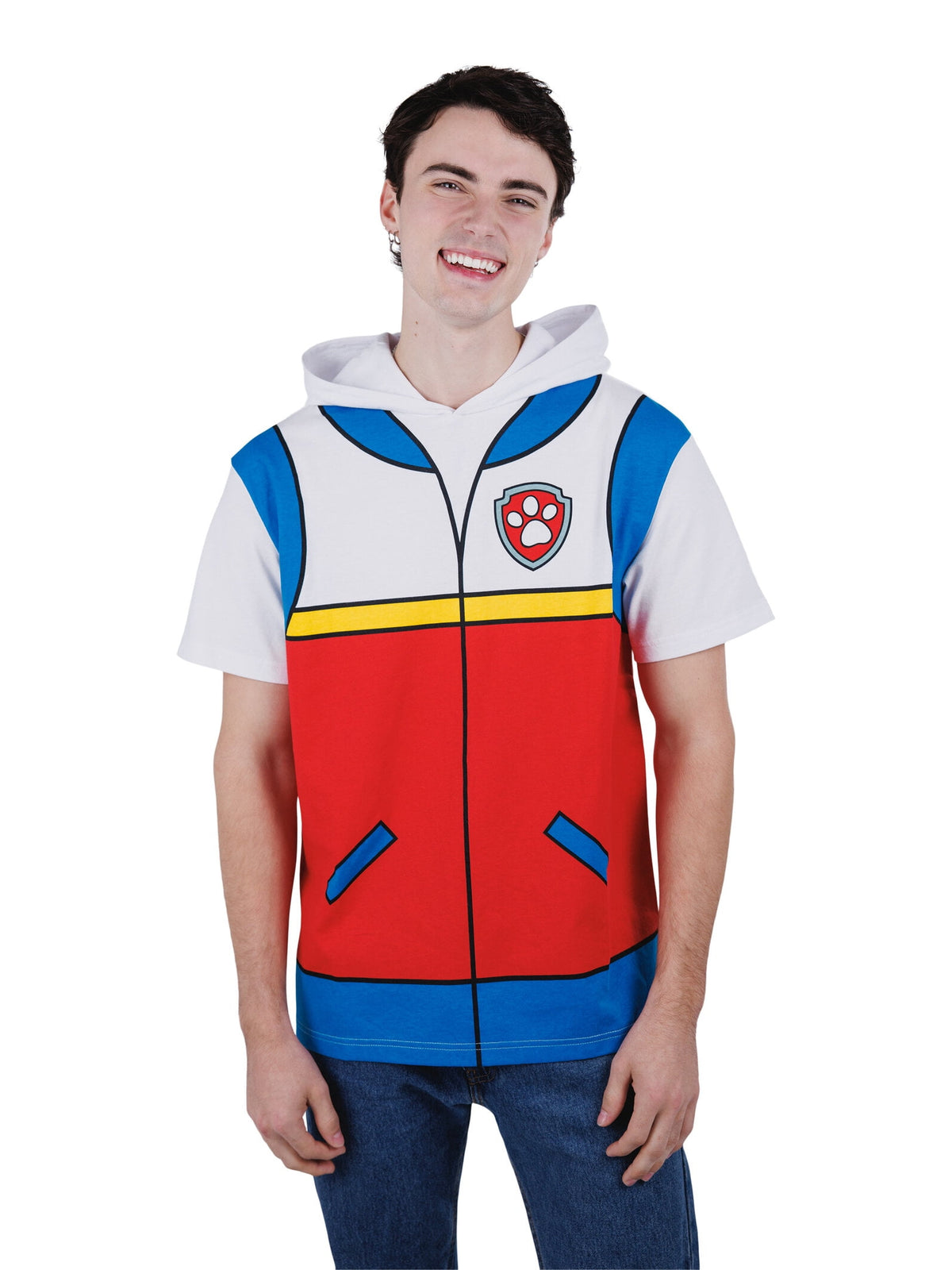 Paw Patrol Big Boys' Cosplay Hooded T-Shirt Marshall Bright Red